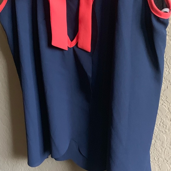 Blue and Pink Tank-Top Blouse with Ribbon Bow. - Picture 7 of 8